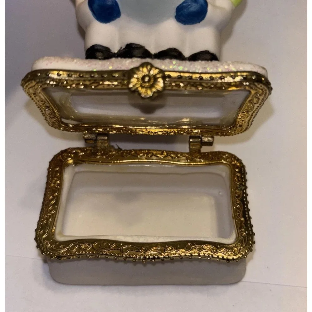 Christmas Holiday Snowmen Top Hat Ceramic Trinket Hinged Box - Ceramic World Inc